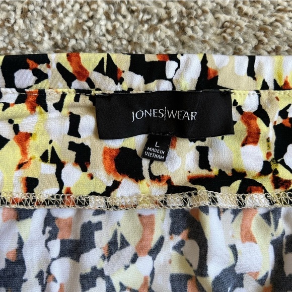 🦋 Jones Wear Yellow Black Orange Speckled Midi Skirt Large - Picture 2 of 5